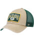 ფოტო #2 პროდუქტის Men's Khaki Green Bay Packers Dial Trucker Clean Up Snapback Hat
