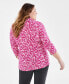 Фото #2 товара Plus Size Printed Johnny-Collar Knit Tunic Top, Created for Macy's