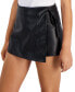 Juniors' Faux-Leather Side-Tie Skort