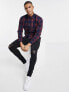 Jack & Jones Essentials buffalo check shirt in burgundy