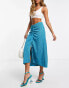 Фото #3 товара & Other Stories co-ord knitted pencil midi skirt in blue