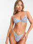 Фото #1 товара ASOS DESIGN Melina lace v-front thong with sparkle elastic in cornflower blue