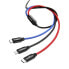 Wytrzymały przewód kabel 3w1 USB microUSB Iphone Lightning USB-C 3.5A 1.2M czarny