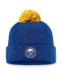 ფოტო #1 პროდუქტის Men's Royal Buffalo Sabres Team Cuffed Knit Hat with Pom