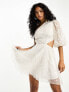Фото #2 товара ASOS DESIGN embellished organza asymmetric one sleeve mini dress in white