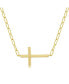 Фото #3 товара Sterling Silver CZ Sideways Cross Paperclip Necklace