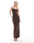 4th & Reckless Tall exclusive cami low back bead detail maxi dress in brown