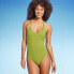 Фото #1 товара Women's Wide Ribbed Ring Medium Coverage One Piece Swimsuit - Kona Sol Green XS