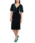 Фото #1 товара Платье женское Maggy London вельветовое с V-образным вырезом и драпировкой по бокам
