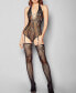 Фото #1 товара iCollection Women's Nelly 1 Piece Halter Hosiery Body Stocking Sheer with Attached Thigh Highs