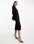 Vila round neck jersey midi jumper dress in black