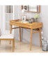 Bamboo Writing Desk with 2 Storage Drawers and Open Shelf-Natural