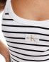 Calvin Klein Jeans rib tank mini dress in white stripe Ck schwarz, S - EU 36 - фото #3