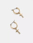 Фото #2 товара AllSaints x ASOS exclusive cross pendant hoop earrings in gold