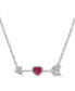 Фото #1 товара Macy's lab-Grown Ruby (1/3 ct. t.w.) & Lab-Grown White Sapphire Heart & Arrow 18" Pendant Necklace in Sterling Silver