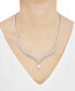 Arabella cultured Freshwater Pearl (9x11mm) & Cubic Zirconia 17" Collar Necklace in Sterling Silver
