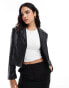 Фото #1 товара ASOS DESIGN boxy faux leather blazer in black