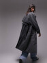 Topshop reversible long-line padded trench coat in charcoal