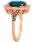 ფოტო #3 პროდუქტის Deep Sea Blue Topaz (5 ct. t.w.) & Diamond (1/2 ct. t.w.) Halo Ring in 14k Rose Gold