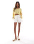 Miss Selfridge crochet slouchy jumper in yellow