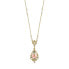 Фото #1 товара 2028 gold-Tone Crystal and Pink Porcelain Rose Simulated Pearl Necklace 17"