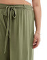 Фото #3 товара ASOS DESIGN Curve tie belt wide leg trouser in khaki