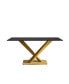 Фото #5 товара 63-Inch Modern Artificial Stone Black Straight Edge Golden Metal X-Leg Dining Table -6 People