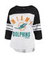 Women's White, Black Miami Dolphins First Team Three-Quarter Sleeve Mesh T-shirt