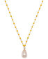 Macy's cultured Freshwater Pearl (6 x 8mm) & Enamel Bead Pendant Necklace in 18k Gold-Plated Sterling Silver, 16" + 2" extender