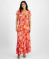 ფოტო #1 პროდუქტის Juniors' Floral-Print Tiered Maxi Dress