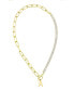 Фото #3 товара 14K Gold-Plated Half Crystal and Half Paperclip Initial Toggle Necklace