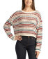 Juniors' Round-Neck Long-Sleeve Open-Knit Sweater