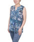 Фото #3 товара Petite Sleeveless Printed Pintucked Blouse