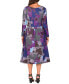 Women's Purple Paisley Midi Length Long Sleeve Pocket Dress