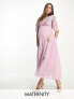 Фото #2 товара Hope & Ivy Maternity plunge front embroidered maxi dress in lilac