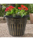 Фото #3 товара Outdoor Dragon Banded Plastic Planter Gold 13 Inches