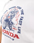 ASOS DESIGN waffle baby tee with honda car licence graphic in stone