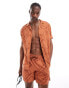 Фото #1 товара Hunky Trunks diamond paisley print beach shirt co ord in rust