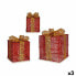 Christmas Decorations Set Metal Gift Box Red Golden (3 Units)