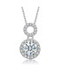 White Gold Plated with Cubic Zirconia Solitaire Double Halo Drop Pendant Necklace