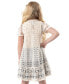 ფოტო #2 პროდუქტის Toddler & Little Girls Floral-Print Colorblocked Dress & Crochet Vest, 2 Piece Set