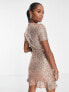 Forever New Petite cap sleeve sequin mini dress in rose gold