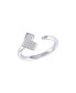 ფოტო #1 პროდუქტის One Way Arrow Design Sterling Silver Diamond Open Women Ring