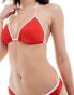 Фото #4 товара Free Society contrast multi way triangle bikini top in red and white