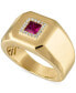 ფოტო #1 პროდუქტის Lab-Created Ruby (1/2 ct. t.w.) & Diamond (1/10 ct. t.w.) Halo Ring in Gold-plated Sterling Silver, Created for Macy's