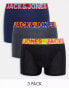 Jack & Jones 3 pack trunks with contrast colour waist band