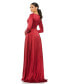 Women's Ieena Satin V Neck Long Sleeve Pleated Gown