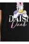 Bisiklet Yaka Daisy Duck Baskılı Kısa Kollu Hamile Tişört