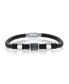 ფოტო #1 პროდუქტის Stainless Steel Oxidized Genuine Leather Bracelet