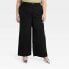 Women's High-Rise Wide Leg Trousers - Ava & Viv Black 26